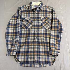 Pendleton Plaid Flannel Shirt Size S Blue Yellow Wool